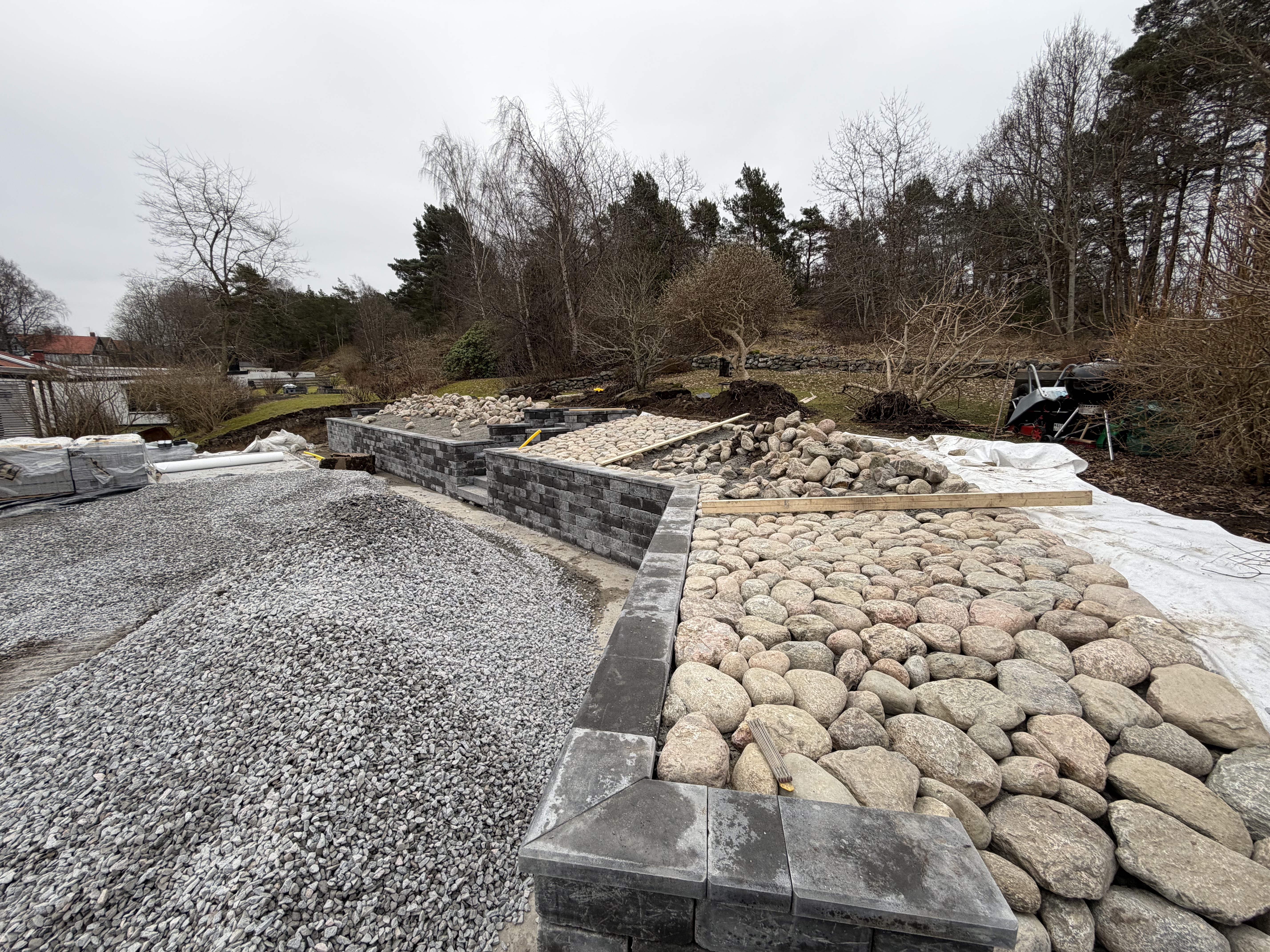 Stödmur i natursten